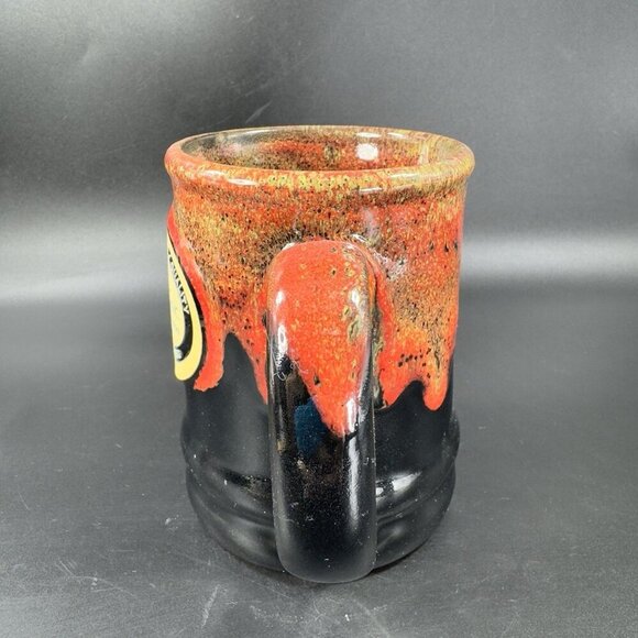 Deneen Pottery Production Training Crafts Coffee Mug Cup Red Black Drip Glaze - Picture 12 of 12